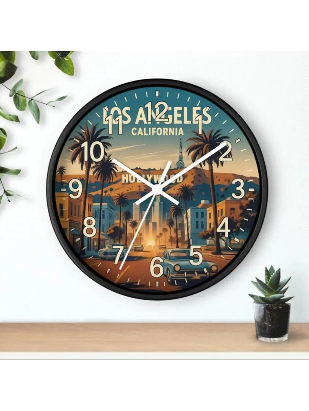 Hollywood Los Angeles Glow In The Dark Wall Clock New!